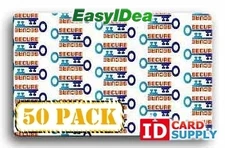 50 x Adhesive Holographic Overlay for Standard Size ID Cards | Secure Key Design