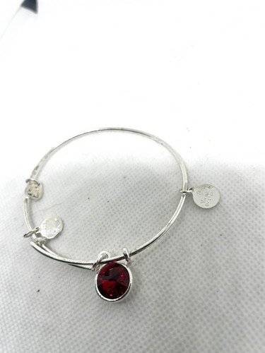 Alex & Ani SilverTone Bracelet W/ Ruby Red Glass Bezel Set Stone July Birthstone - Picture 3 of 3