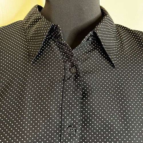 Vintage Lauren Ralph Lauren Black White Swiss Dot Button Front Shirt Women 2XL - Picture 3 of 7