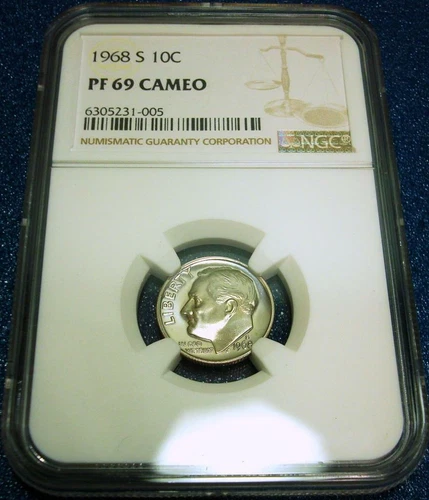 1968-S NGC PF69 CAMEO 10C ROOSEVELT DIME #005