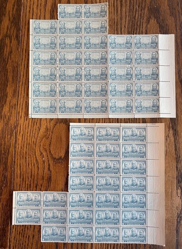 1936 - 1937 ARMY-NAVY SERIES 4 CENT PARTIAL SHEET PAIR -NICE DETAIL- ESTATE FIND