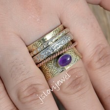 Amethyst Oval Gemstone 925 Sterling Silver Spinner Ring JL 1808