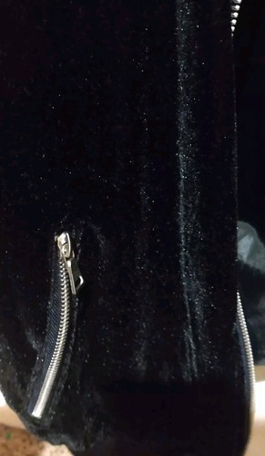 Ambiance Bomberjacke Rose bestickt schwarz Velour Full Zip Größe M - Bild 5 von 7