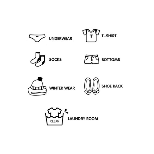 7PCS Quality Home Decor Wardrobe Logo Sticker Decal Bedroom Vinyl Art Mural - Picture 3 of 4