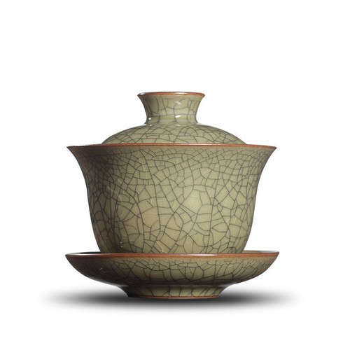 Chinese boutique gaiwan geyao kiln craft crackle glaze cup bowl tureen saucer - Picture 19 of 22