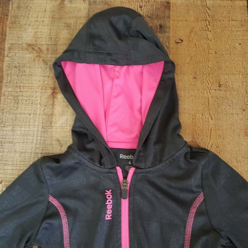 Reebok Little Girls Hoodie Size 4 Grey Pink Lightweight TE23 - Picture 2 of 5