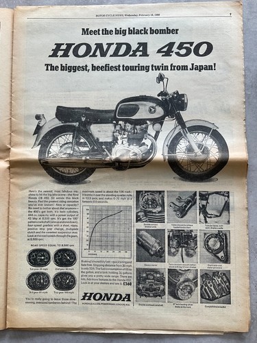 Motor Cycle News - 16 February 1966 - Anglian, Honda 450 - Vintage Newspaper - Picture 3 of 5