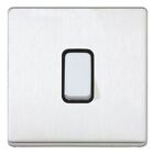 MK 20Amp 1 Gang Brushed Stainless Switch Black K24371 BSSB
