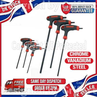 6 STCK. T-GRIFF TORX STAR SCHLÜSSEL SET LANGE REICHWEITE T10 BIS T40 MANIPULATIONSSICHERE FAHRER CRV UK
