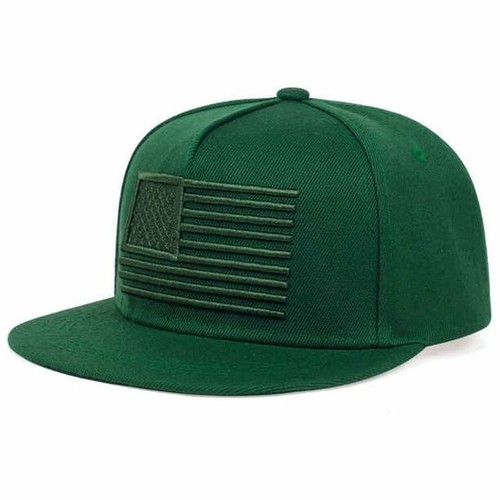 Bright Green American Flag Embroidered Flat Brim Baseball Cap Hat Adjustable - 第 1/3 張圖片