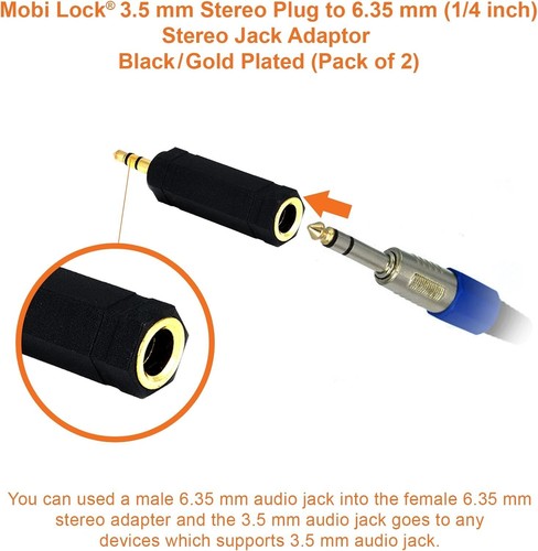 Audio 3.5mm Male to 6.35mm 1/4" Female Jack Stereo Adapter Converter (Pack of 6) - Picture 6 of 8