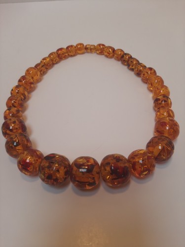 Vintage Genuine Amber Stone Round Beads Necklace - 22 Inches - Picture 13 of 24