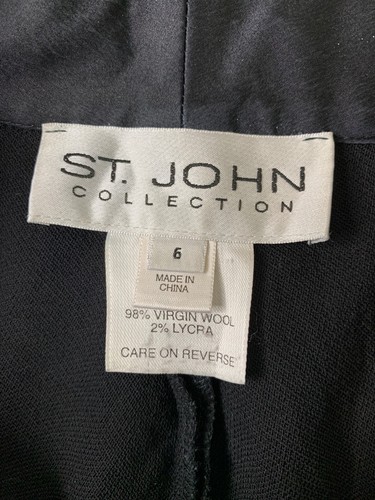 St. John Collection Womens Black Wide-Leg Straight Pants Size 6 Wool Blend - Picture 5 of 7