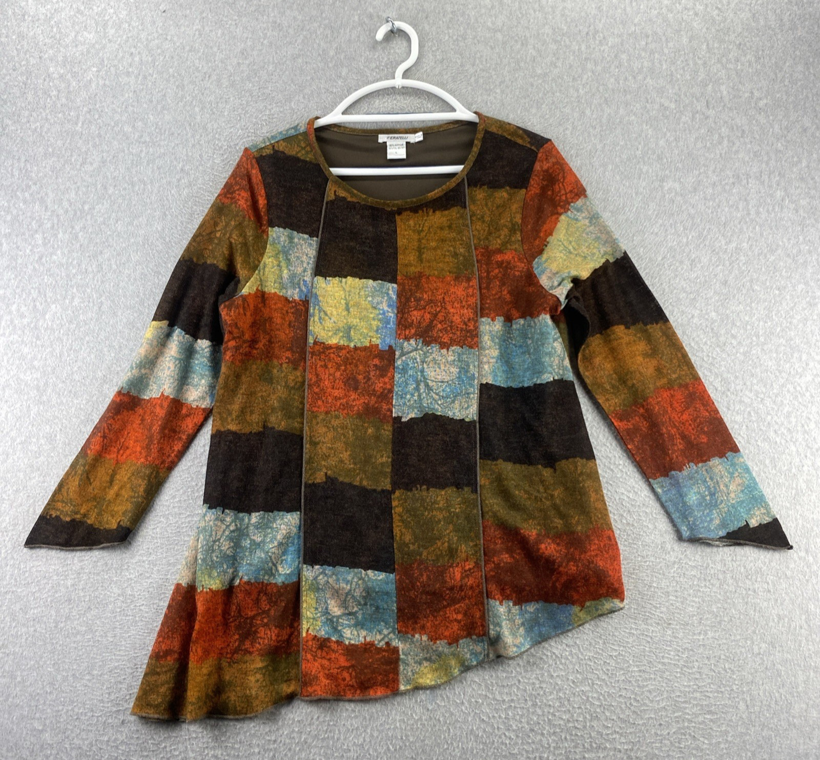 Feratelli L Multicolor Abstract Patchwork Tunic T… - image 1