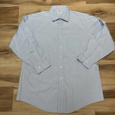 Brooks Brothers Shirt Mens 17.5 - 2/3 Regent Button Up Non Iron Blue Cotton