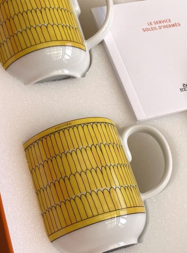 Hermes Soleil Coffee Cup Saucer Yellow Tableware 2 set Hermes Soleil Coffee Cup Saucer Yellow Tableware 2 set