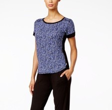 DKNY Women's Blue Short Sleeve Pajama Top Size M Retail 39