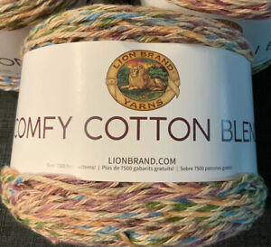 NEW-Lion-Brand-Yarn-Comfy-Cotton-Blend-Yarn-Stained-Glass-756-704