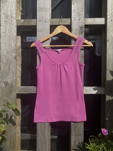 Monsoon Pink Ruched Broderie Vest Top Size S - Picture 2 of 7