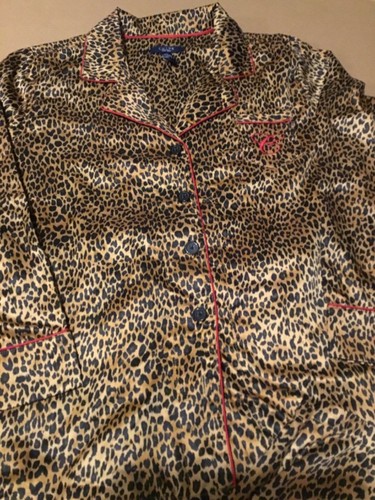 Chaps Womens Ralph Lauren Leopard Cheetah Pajamas Set 2 pc Top XL / Pants XXL - Picture 3 of 7