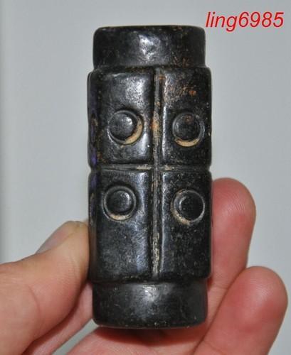 China Cultura Hongshan Antiguo Jade Tallado Fengshui Suerte Jade Cong Yu Cong Estatua - Imagen 4 de 6