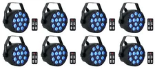 8) Rockville RockPAR TRI LED RGB Compact Par Can DJ DMX Wash Lights+Remote Black