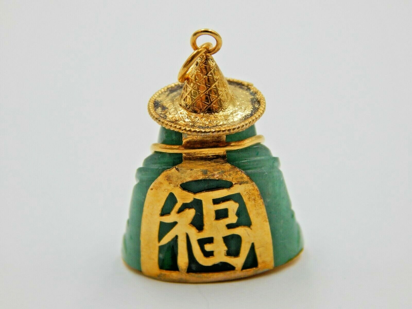 Vintage Jade Buddha Charm / Pendant w/ 10k Gold A… - image 2