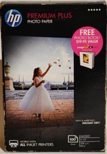 HP Premium Plus Photo Inkjet Paper Glossy 4"x6" 100 Sheets CR668A New Open Box
