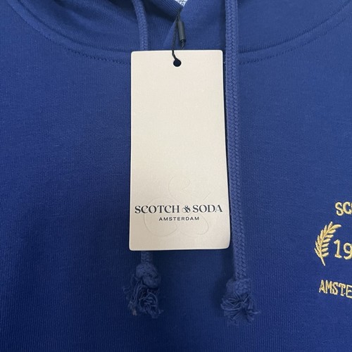 Felpa con cappuccio uomo Scotch And Soda relaxed fit pile grafica taglia large nuova con etichetta - Foto 4 di 14