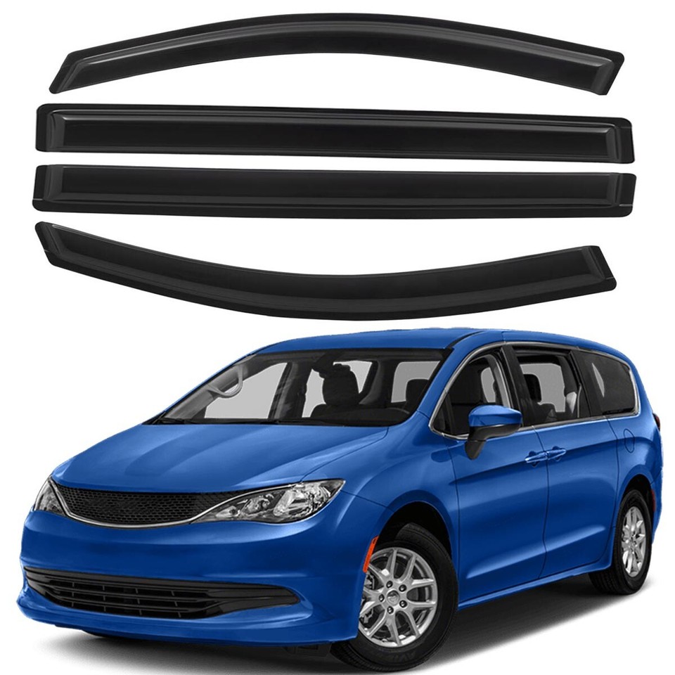 Wellvisors Side Window Visors Wind Deflectors Rain Guard With Black Trim For 2017 2018 2019 2020 2021 2022 2023 2024 Chrysler Pacifica 2020 2021 2022 2023 202