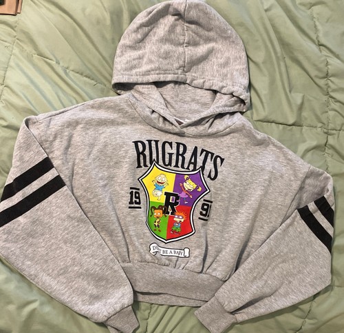 Nickelodeon Rugrats 1991 Pullover Hoodie Hooded Gray Sweatshirt Youth Small GUC - Picture 2 of 3