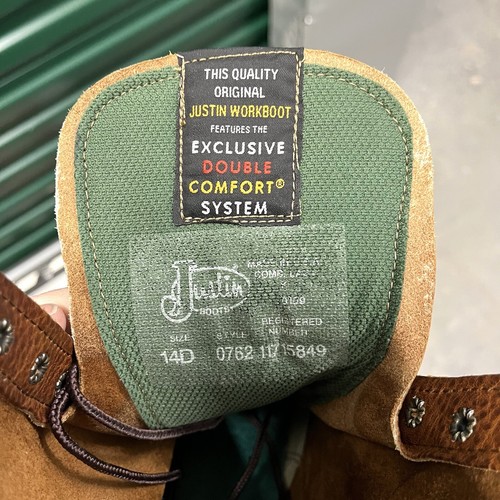 Botas de Trabajo Justin Conductor 8” 0762 Punta Suave Trabajo Hechas en EE. UU. Para Hombres Talla 14 D - Imagen 11 de 12