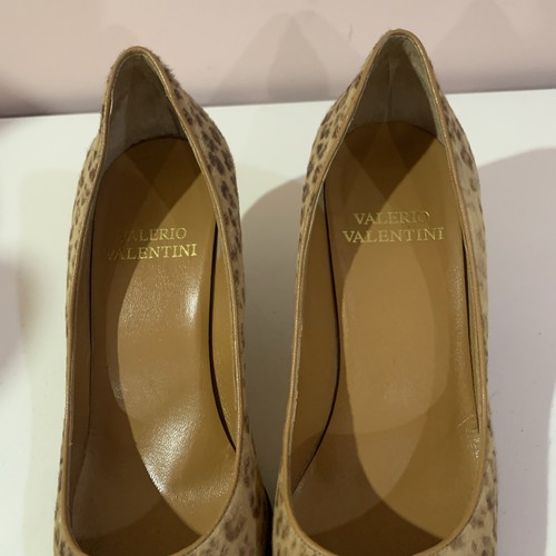 VINTAGE VALERIO VALENTINI TAN PONY HAIR LEATHER POINTY TOE PUMPS SHOES SZ.37 M - Picture 8 of 22