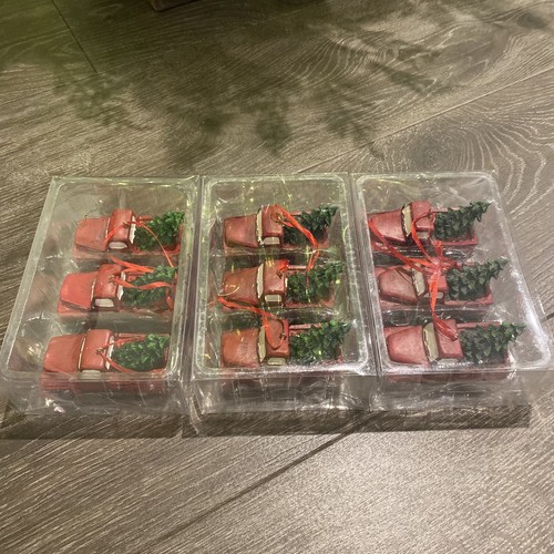 Scatola 3 Hobby Lobby Resina Albero di Natale Fattoria Rosso Pickup Camion Ornamenti - Foto 2 di 8