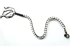  Genuine Leather Motorcycle Whip Get Back whip with Tassels 41" BLACK / WHITE