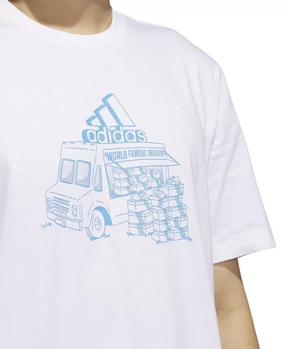 Camiseta Adidas Para Hombre Food Truck Gráfica Cuello Redondo Blanca XL - NUEVA CON ETIQUETAS - Imagen 2 de 7