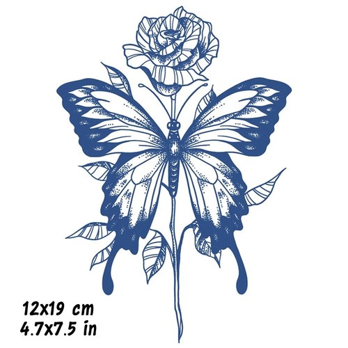 Conjunto de tatuaje temporal mariposa rosa tatuaje herbal realista 2 hojas para 2 semanas - Imagen 2 de 4