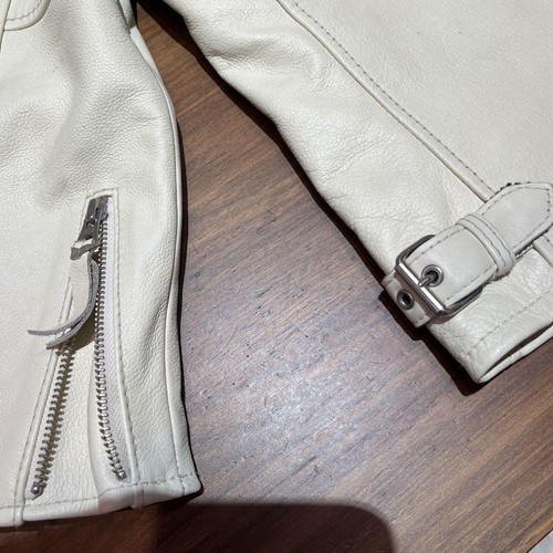 Gebrauchte Schott Biker Lederjacke für Kinder Größe 120 weiß Reiterjacke Freizeit - Bild 8 von 12