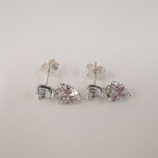 PANDORA Sparkling Stud Earrings Sterling Silver S925 ALE Double Heart
