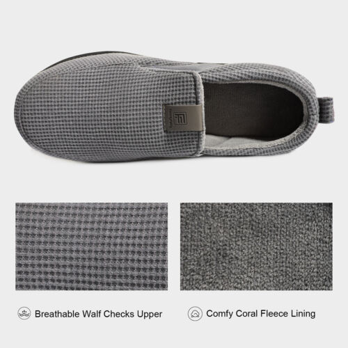 Men's Comfy Cotton Knitted Slippers Breathable Memory Foam House Shoes - Picture 5 of 16