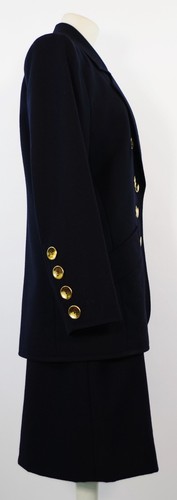 Vintage 1980s YSL Rive Gauche Navy Double Breasted Suit made France FR 42 US 10 - Picture 8 of 9