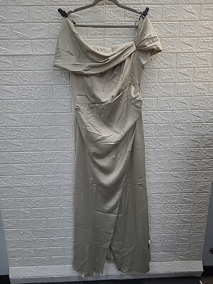 New ASOS Edition Curve Satin Bardot Drape Wrap Maxi Dress Size