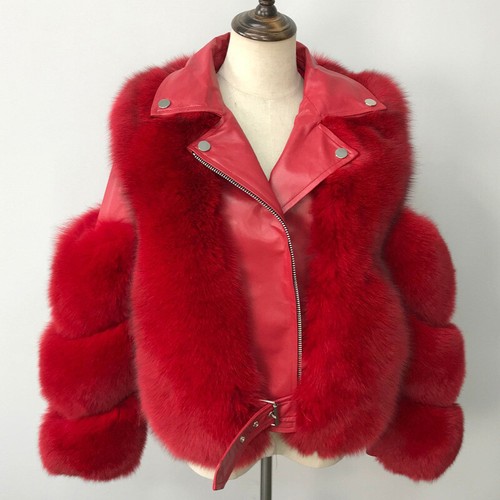 2023 Women's Luxury Faux Fox Fur Coat Motorcycle Short Style Jacket Winter Warm - Bild 24 von 32