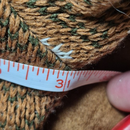 Vintage Azteken Mantel Herren XXL Wildlederimitat hellbraun Strickeinsätze 80er Jahre durchgehender Reißverschluss - Bild 7 von 7