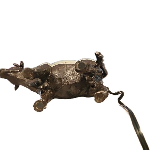 Lampada da tavolo vintage in ghisa e vetro accento mucca toro luce notturna - Foto 7 di 9