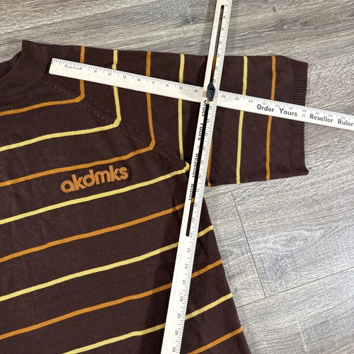VNTG Akademics Sweater Mens XL Brown Stripe 90s Streetwear Hip Hop Y2K Grunge - Picture 10 of 14