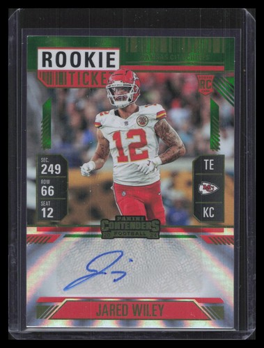 2024 Panini Contenders #187 Jared Wiley Green Laser Auto