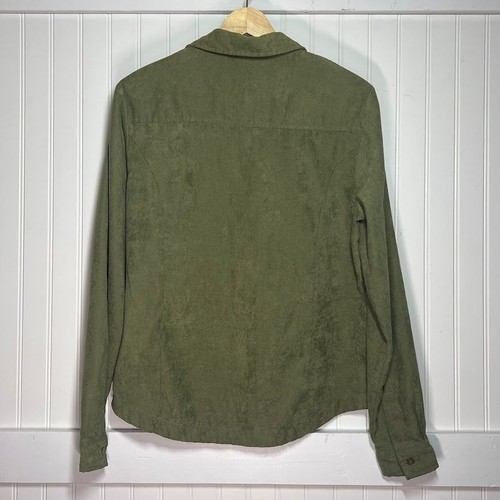 Camicia donna New York & Co verde oliva con bottoni manica lunga colletto scamosciato - Foto 3 di 7