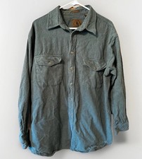 VTG St Johns Bay Mens Medium Green Chamois Cloth Button Front Casual Shirt Large