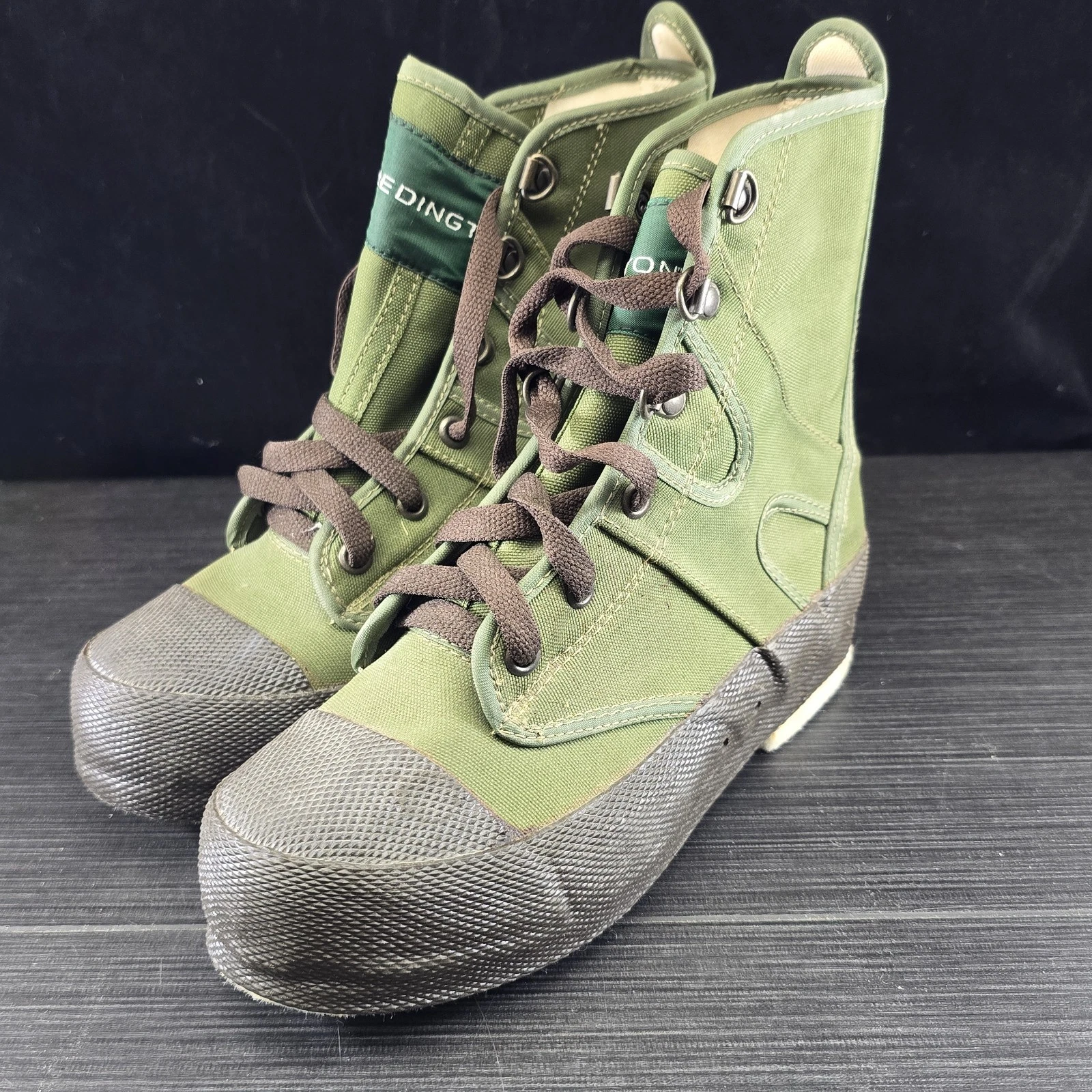 Redington Felt Sole Wading Boots Size 4 Green Canvas Fly Fishing River Stream